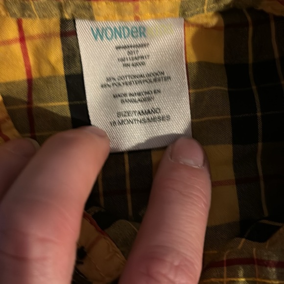 Button up yellow, black and red checkers cutest platinum up shirt 18 month - Picture 3 of 4